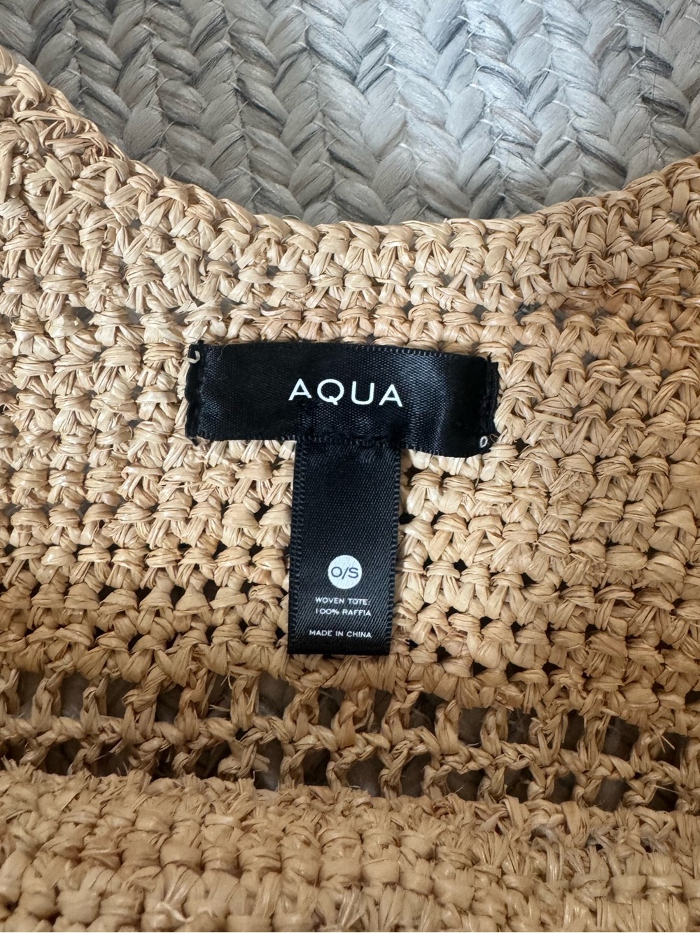 NWT Aqua Woven Straw Raffia Natural Tote Bag - Picture 4 of 4
